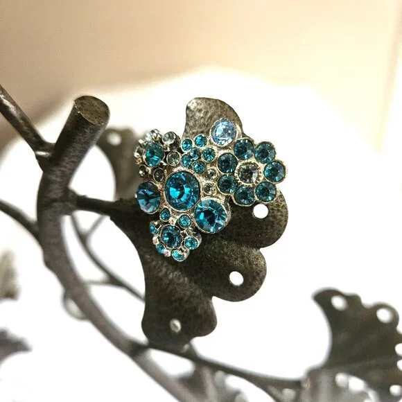 Pilgrim Blue Floral Crystal Brooch - Picture 5 of 6
